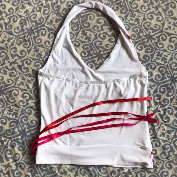 3 For $25 Y2K A. Byer White With Red and Pink Ribbon Halter Top - Picture 3 of 5